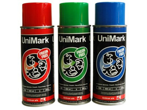 Märkspray Unimark, röd, 400 ml – 12 burkar